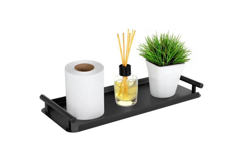 BlingBin Dekotablett Badezimmer Tablett, Ablagetablett, Deko Tablett Rechteckig mit Griff (1er Set, 1 St., Badezimmer-Tablett, dekoratives Tablett für Wohnzimmer und Kosmetik), Ablageschale für Toilettenpapier, Seifenspender, Kosmetik, Küche, Bad von BlingBin