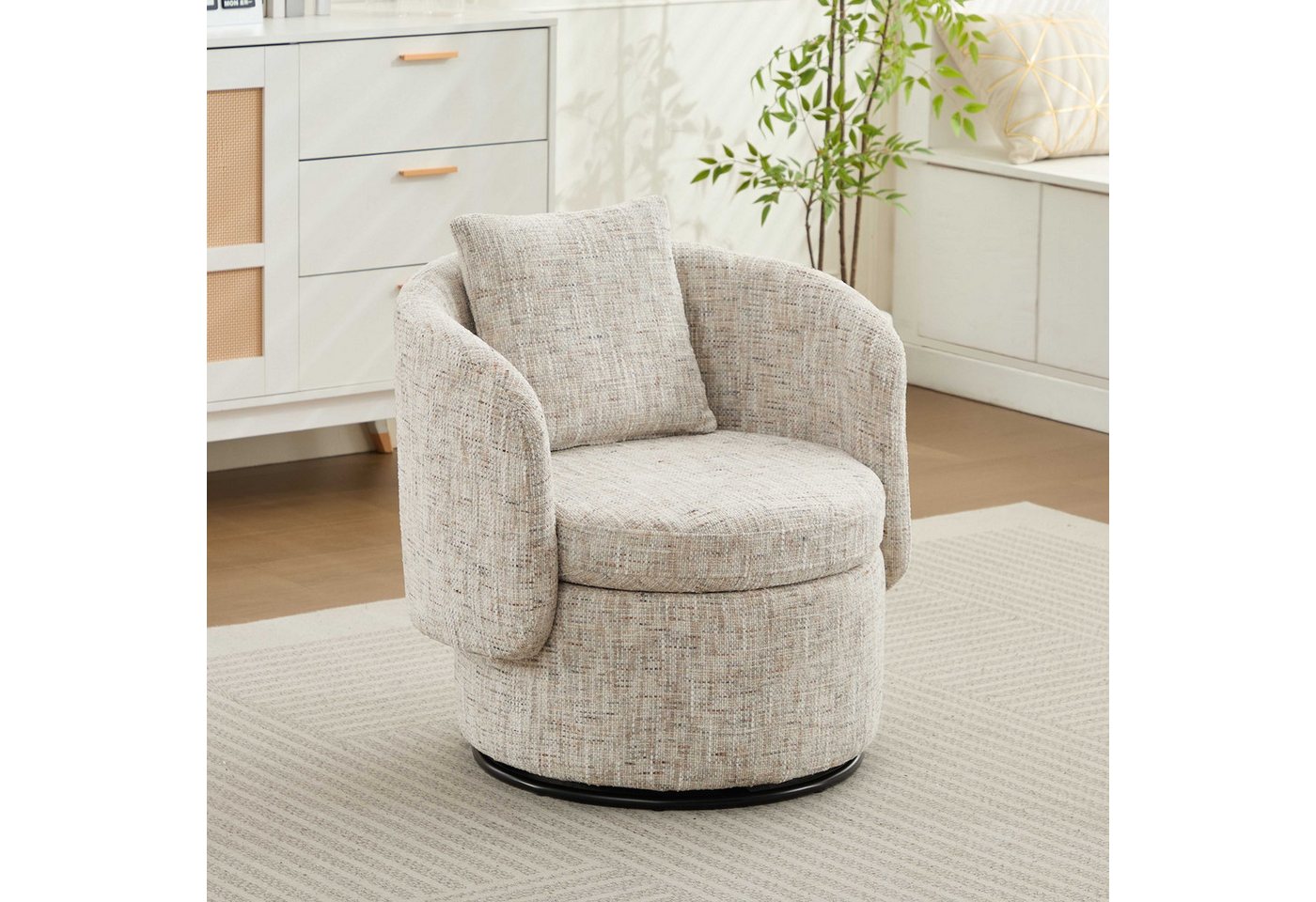BlingBin Drehsessel 360° Drehbarer Akzentsessel moderner Sofa-Wohnzimmersessel (1-St., Loungesessel aus Chenille mit verstecktem Stauraum, gepolstertem Sitz), für Wohnzimmer, Schlafzimmer oder Leseecke (72x66.5x76cm) von BlingBin