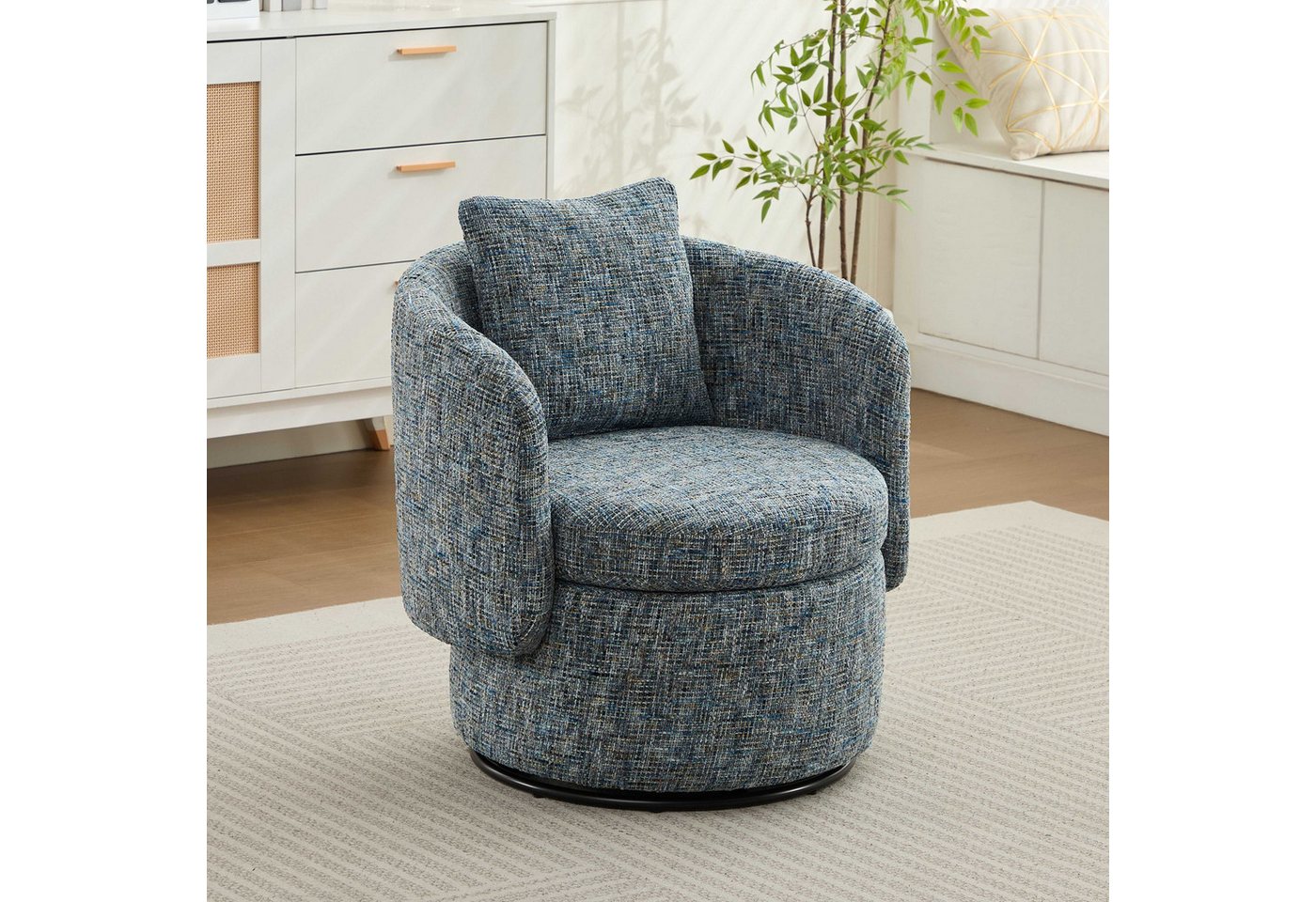 BlingBin Drehsessel 360° Drehbarer Akzentsessel moderner Sofa-Wohnzimmersessel (1-St., Loungesessel aus Chenille mit verstecktem Stauraum, gepolstertem Sitz), für Wohnzimmer, Schlafzimmer oder Leseecke (72x66.5x76cm) von BlingBin