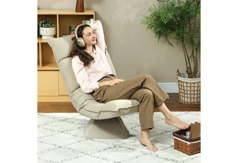BlingBin Drehsessel Bodensessel mit 5-fach verstellbarer Rückenlehne,Polsterstuhl (1 Stück, 1-St., 70cm x 62cm x 95cm), Lazy Sofa für Wohnzimmer und Büro von BlingBin