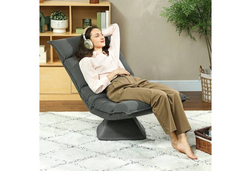 BlingBin Drehsessel Bodensessel mit 5-fach verstellbarer Rückenlehne,Polsterstuhl (1 Stück, 1-St., 70cm x 62cm x 95cm), Lazy Sofa für Wohnzimmer und Büro von BlingBin