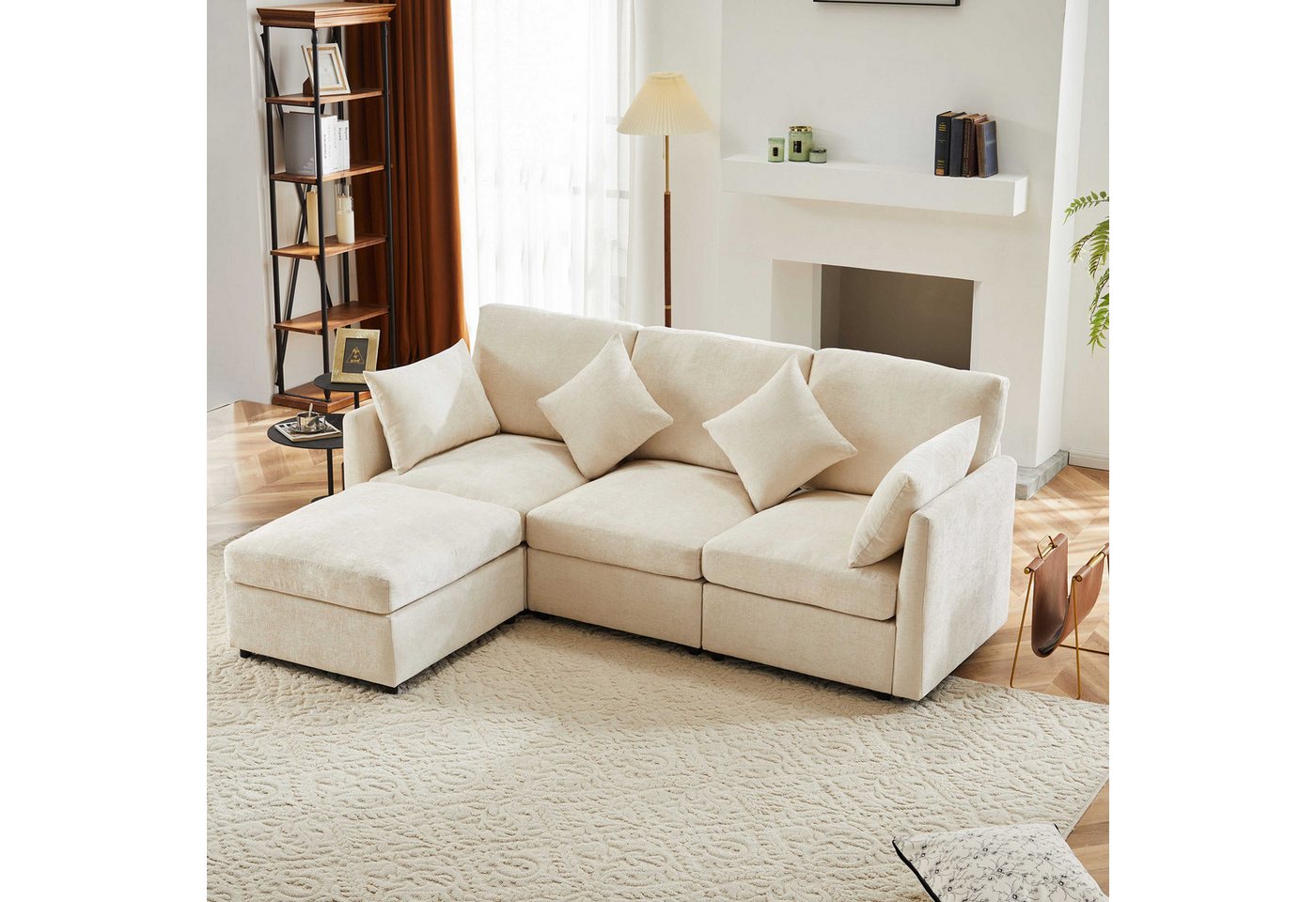 BlingBin Ecksofa Dreisitzer-Sofa, Viersitzer-Sofa, 1 Teile, inkl. 4 Kissen, L-Form umstellbar, bis 150 kg pro Sitz belastbar BlingBin Ecksofa Dreisitzer-Sofa, Viersitzer-Sofa, 1 Teile, inkl. 4 Kissen, L-Form umstellbar, bis 150 kg pro Sitz belastbar von BlingBin
