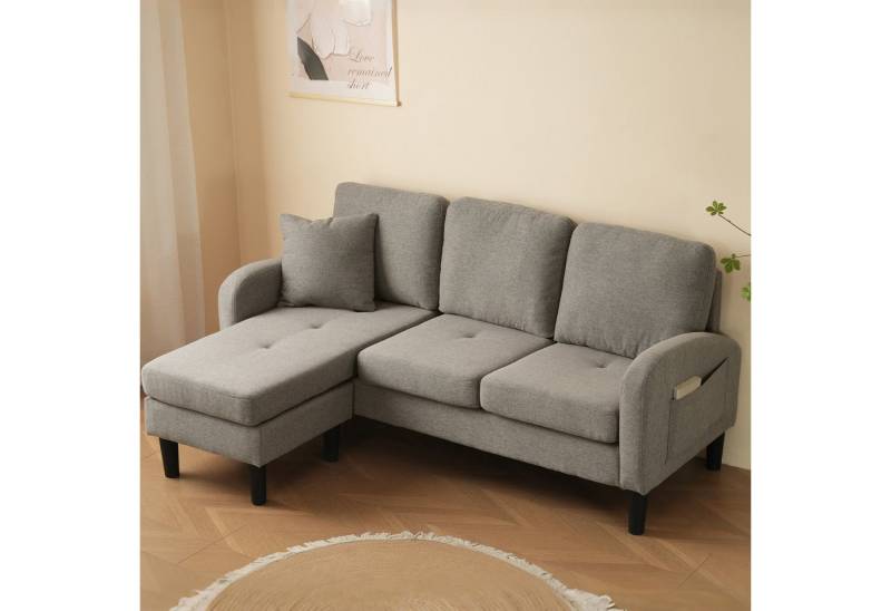 BlingBin Ecksofa L-förmiges Sofa 3-Sitzer mit Chaiselongue, Flexibel kombinierbares Sofa aus atmungsaktivem Baumwoll-Leinen 1 Teile, robustem Gestell und komfortabler Polsterung für Wohnungen und Büros von BlingBin