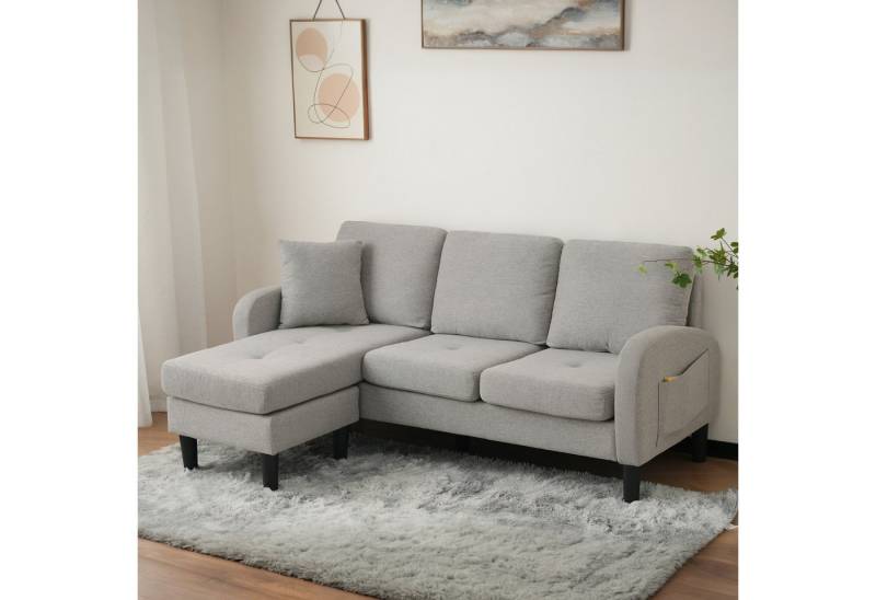 BlingBin Ecksofa L-förmiges Sofa 3-Sitzer mit Chaiselongue, Flexibel kombinierbares Sofa aus atmungsaktivem Baumwoll-Leinen 1 Teile, robustem Gestell und komfortabler Polsterung für Wohnungen und Büros von BlingBin