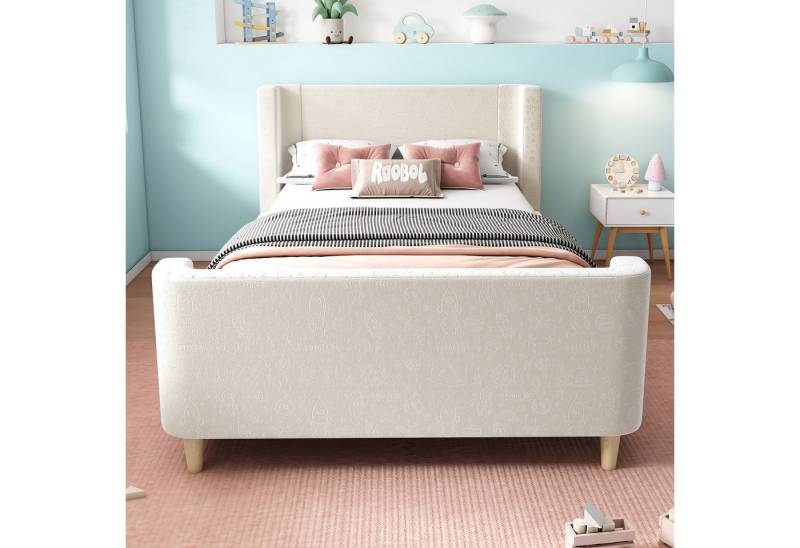 BlingBin Einzelbett (1-tlg., Kinderbett Polsterbett 90 x 200 cm mit kosmischem Muster), Für Jungen & Mädchen, Samt (Ohne Matratze) von BlingBin
