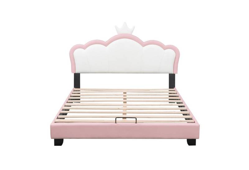 BlingBin Einzelbett Kinderbett Polsterbett (1-tlg., mit Lattenrosten und Rückenlehne), Mädchenbett mit Kronenformung von BlingBin