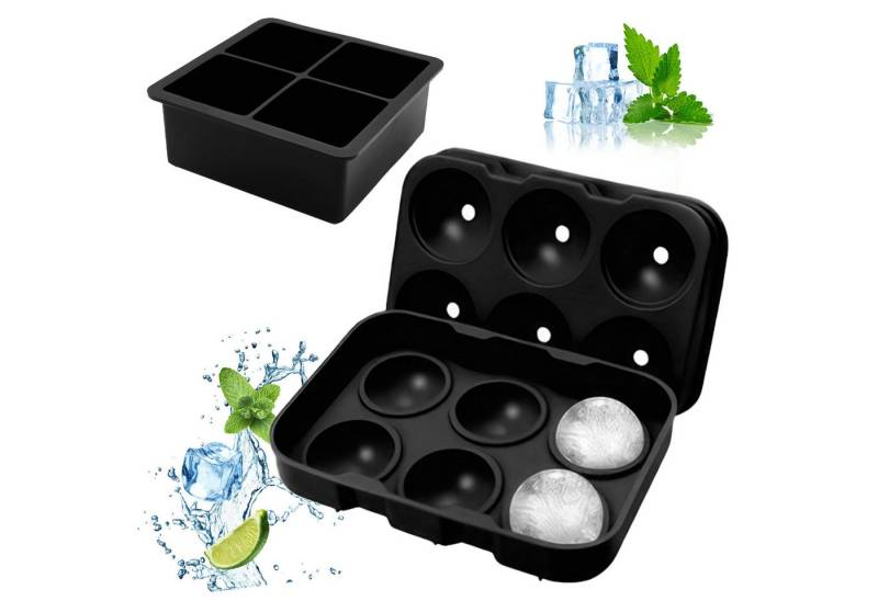 BlingBin Eiswürfelform 2 Stück Eiswürfelform Silikon, Eiswürfelform Rund mit Trichter, (1 Set 2-tlg), Für die Zubereitung von Whisky,Cocktails,Eiscreme,Kaffee und Limonade von BlingBin