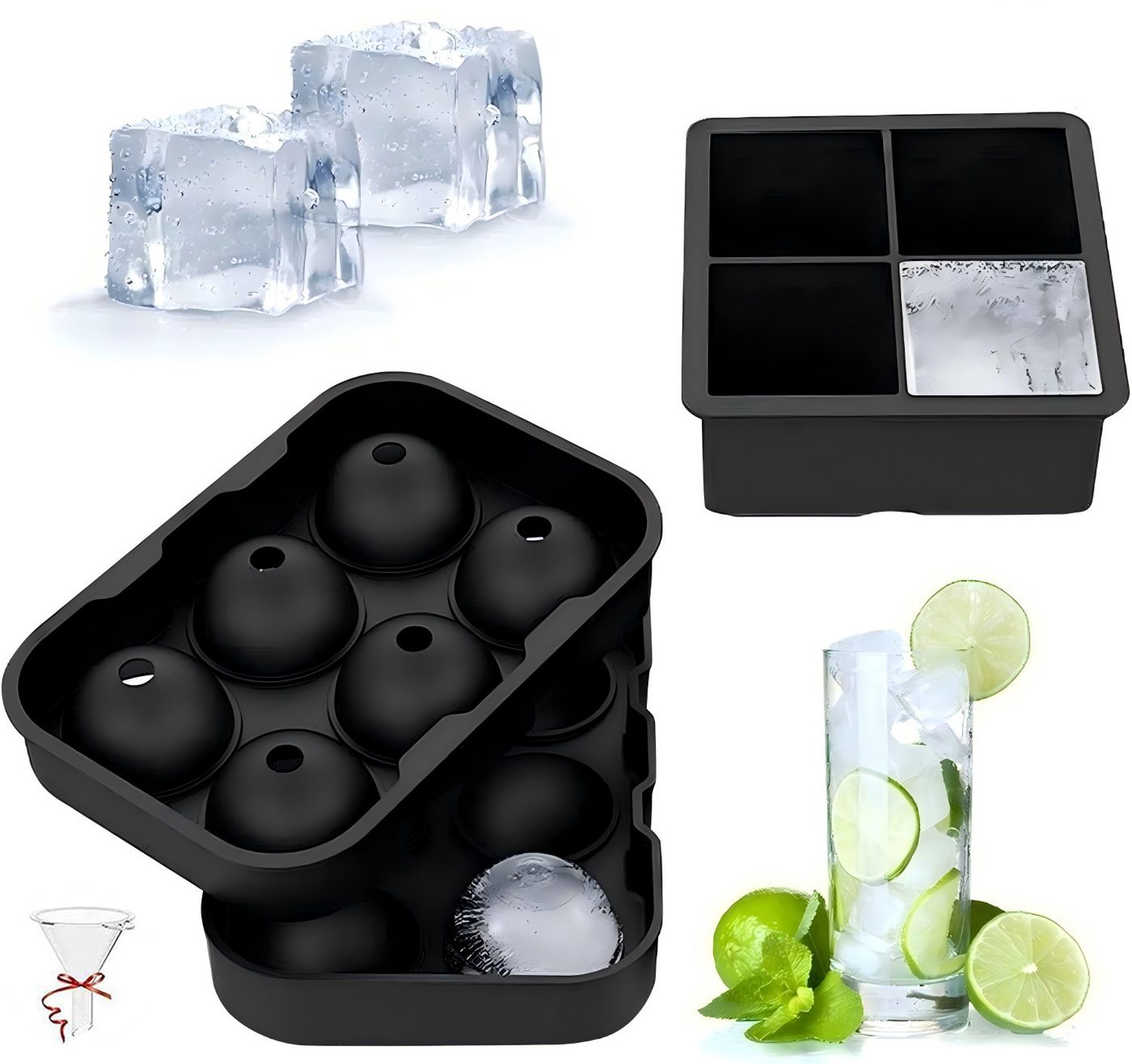 BlingBin Eiswürfelform 2 Stück Eiswürfelschalen, Stapelbar Eiswürfelbehälter Mit Deckel, (2 Stück 2-tlg), Eiswürfel Form für Babybrei Cocktail Whiskey Kaffee Eiscreme von BlingBin