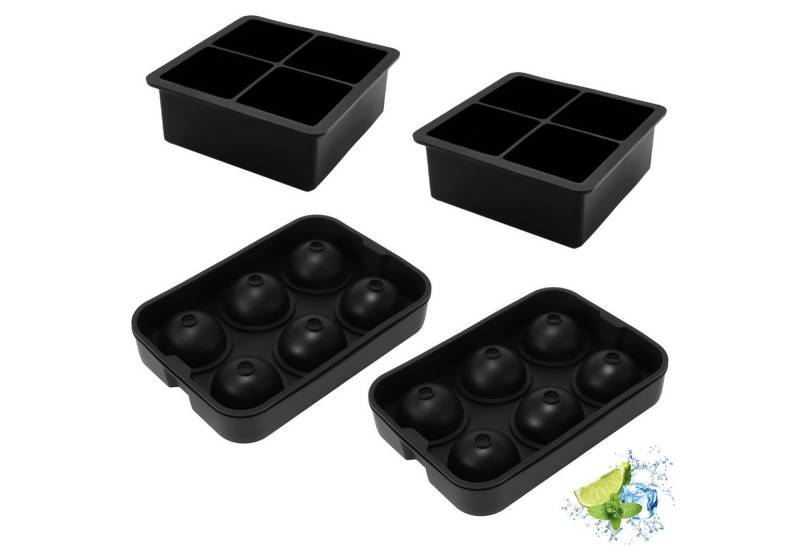BlingBin Eiswürfelform 2 Stück Eiswürfelschalen, Stapelbar Eiswürfelbehälter Mit Deckel, (4 Stück 4-tlg), Eiswürfel Form für Babybrei Cocktail Whiskey Kaffee Eiscreme von BlingBin