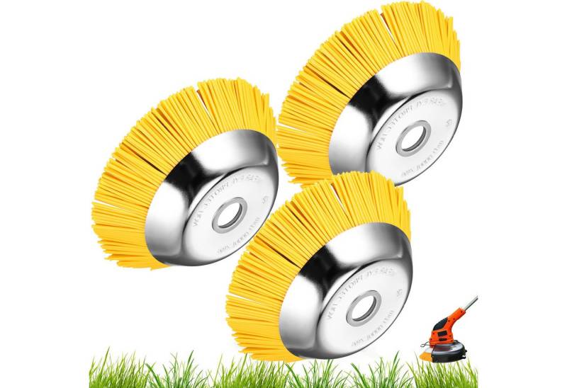 BlingBin Elektro-Rasentrimmer Unkrautbürste Motorsense 8 Zoll Aufnahme Freischneider Drahtbürste, (3 Stück, 3 St., 200 mm x 25,4 mm), Kegelbürste Nylon für Freischneider Garten von BlingBin