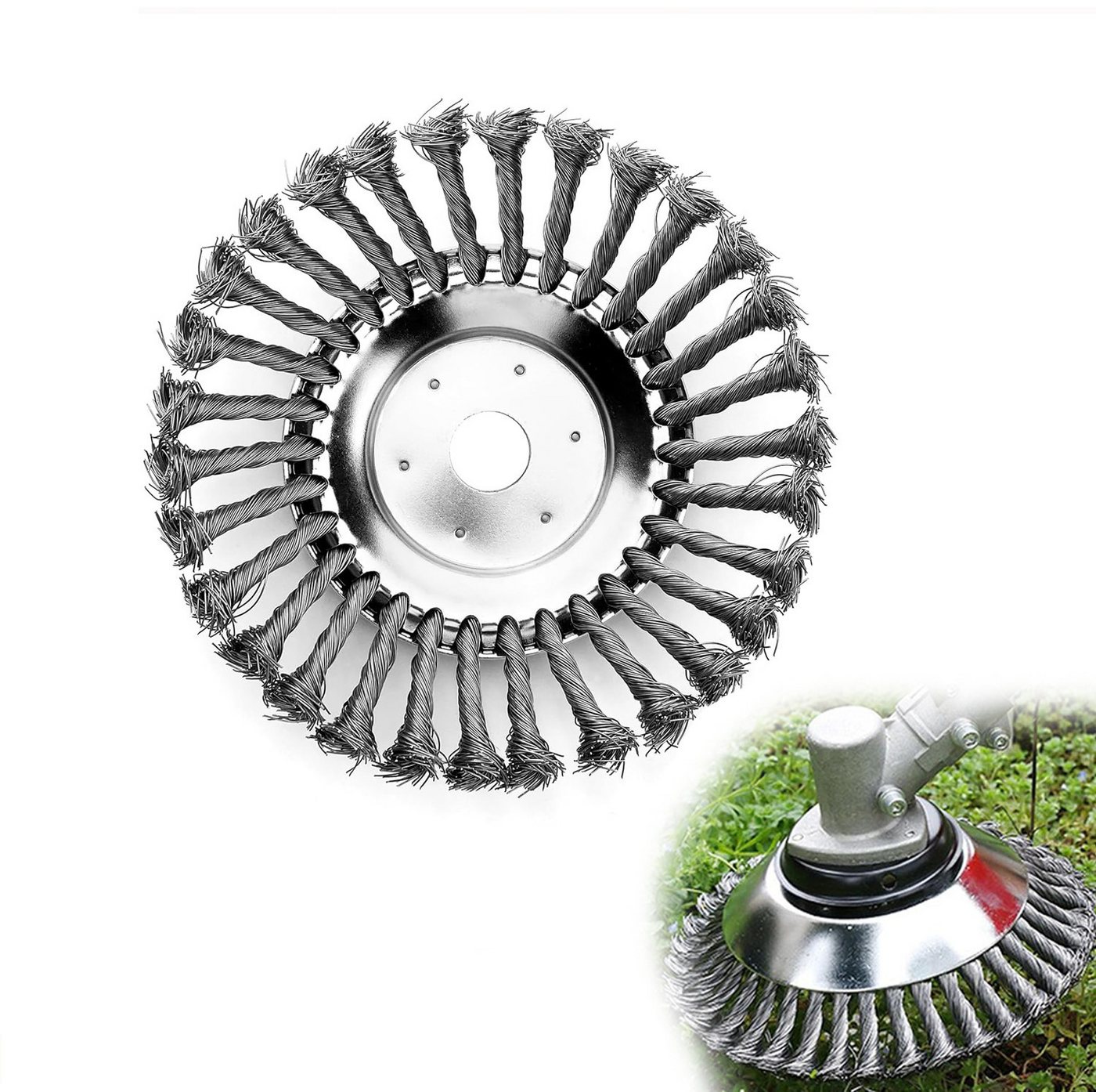 BlingBin Ersatzbürste 8 Zoll Unkrautbürste für Freischneider, Motorsense Zubehör, Garten, Rasen, Teich, Vorgarten, (1 Set, 1-tlg., 20,0 × 20,0 × 4,5 cm/7,8 × 7,8 × 1,8 Zoll (L × B × H), für Unkrauttrimmer Effektive Moosentfernung von BlingBin