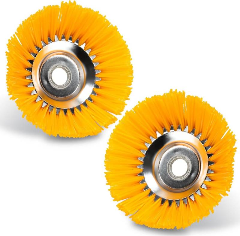 BlingBin Ersatzbürste Unkrautbürste Nylonbürste, 200mm x 25mm Nylon UnkrautbüRstenkopf, Motorsensen, (2er Set, 2-tlg., 2 Stück), Nylon Rasenmäher Bürste Wildkrautbürste für Rost-Und Moosentfernung von BlingBin