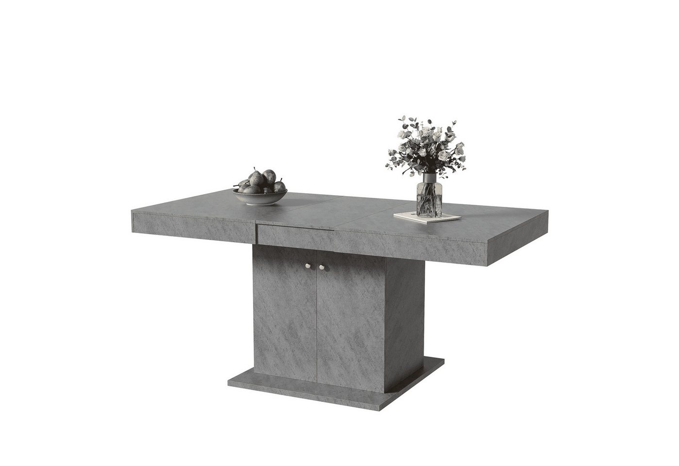BlingBin Esstisch Ausziehbarer Esstisch mit Stauraum, 140/180*80*76cm (1er Set, 1-St., Kaffee-Freizeittisch, Platzsparender Multifunktionaler Esstisch), Rechteckiger Esstisch, Automatischer Teleskoptisch, Betonoptik von BlingBin
