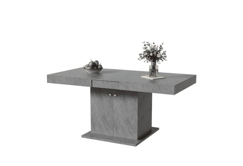 BlingBin Esstisch Ausziehbarer Esstisch mit Stauraum, 140/180*80*76cm (1er Set, 1-St., Kaffee-Freizeittisch, Platzsparender Multifunktionaler Esstisch), Rechteckiger Esstisch, Automatischer Teleskoptisch, Betonoptik von BlingBin