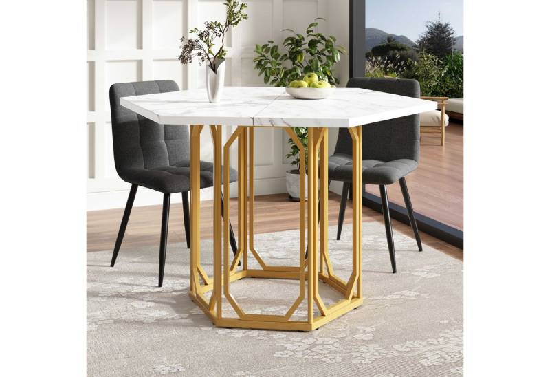 BlingBin Esstisch Küchentisch (1-St., marmorierte Tischplatte,für 4-6 Personen), 110.2x95.4x75.5cm,geeignet für Esszimmer und Wohnzimmer von BlingBin