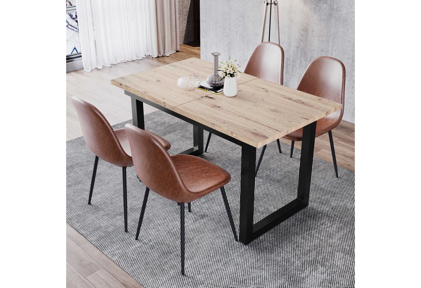 BlingBin Esstisch moderner Küchentisch für Esszimmer Wohnzimmer (1-St., L140/180*W80*H75, ausziehbare Tischplatte), Gestell aus Metall, Marmormuster Küchentisch, 60 kg belastbar von BlingBin