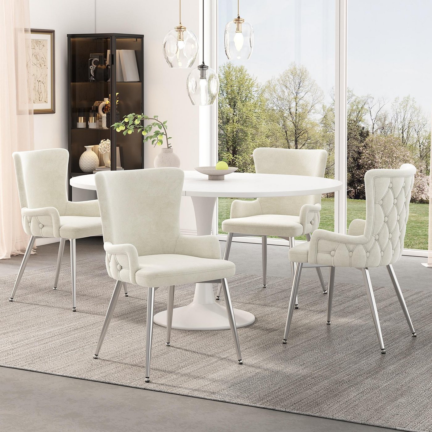 BlingBin Esszimmerstuhl 2/4/6 x Esszimmerstühle mit mit vier silberfarbenen Metallstützbeinen (4 Stück, 4 St), Stuhlbezug aus Samt,Bequem und Atmungsaktiv für Wohnzimmer von BlingBin