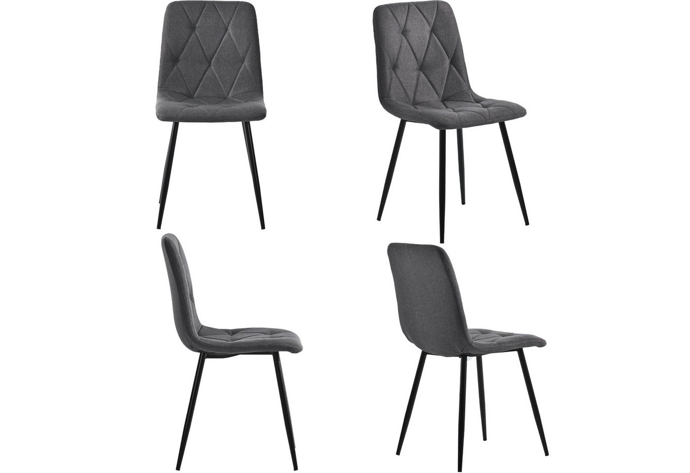 BlingBin Esszimmerstuhl Esszimmerstühle Polsterstuhl Design Stuhl, Metallgestell (Stuhl, 4 St), Küchenstühle mit Rückenlehne, Leinen Metallrahmen Sitze, Metallbeine von BlingBin