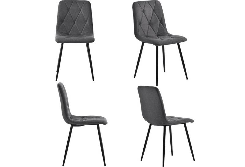 BlingBin Esszimmerstuhl Esszimmerstühle Polsterstuhl Design Stuhl, Metallgestell (Stuhl, 4 St), Küchenstühle mit Rückenlehne, Leinen Metallrahmen Sitze, Metallbeine von BlingBin