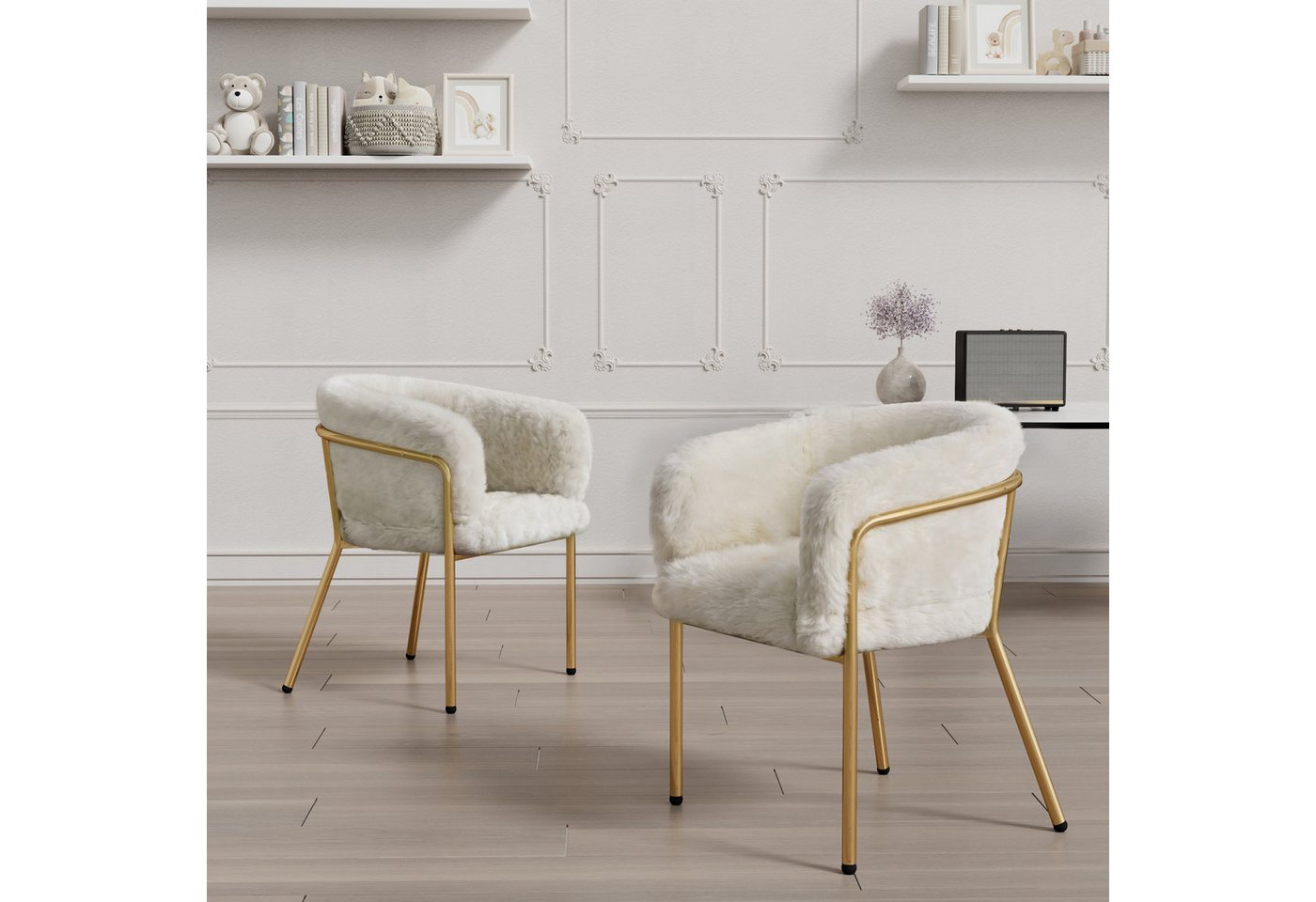 BlingBin Esszimmerstuhl Freizeitstuhl Ankleide Stuhl (2 St), leichter Luxus,für Wohnzimmer,Schlafzimmer,57×57×77cm,beige von BlingBin