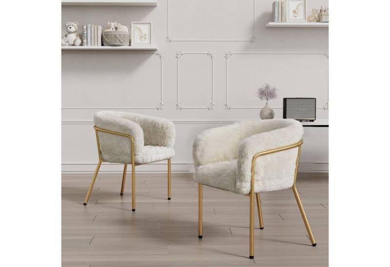 BlingBin Esszimmerstuhl Freizeitstuhl Ankleide Stuhl (2 St), leichter Luxus,für Wohnzimmer,Schlafzimmer,57×57×77cm,beige von BlingBin