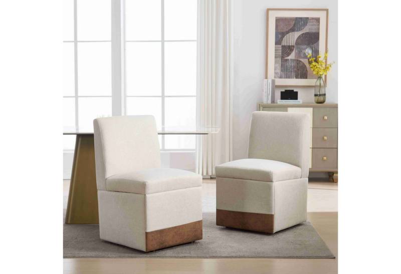 BlingBin Esszimmerstuhl Gepolsterte Esszimmerstühle 2er Set Drehbare Rollsessel (2 Stück, 2 St), Armloser Stuhl Küchenstühle Rollen & Lagerung Bequemer für Wohnzimmer von BlingBin