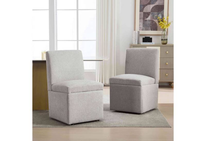 BlingBin Esszimmerstuhl Gepolsterte Esszimmerstühle 2er Set Drehbare Rollsessel (2 Stück, 2 St), Armloser Stuhl Küchenstühle Rollen & Lagerung Bequemer für Wohnzimmer von BlingBin