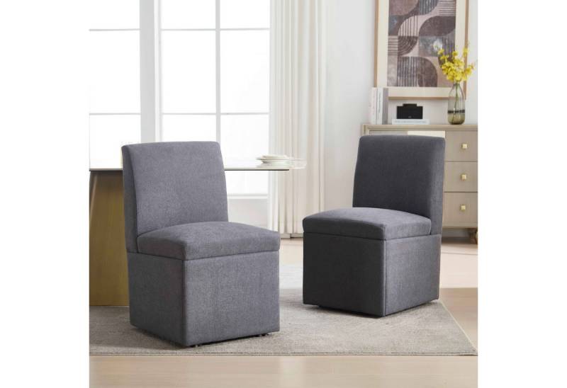 BlingBin Esszimmerstuhl Gepolsterte Esszimmerstühle 2er Set Drehbare Rollsessel (2 Stück, 2 St), Armloser Stuhl Küchenstühle Rollen & Lagerung Bequemer für Wohnzimmer von BlingBin