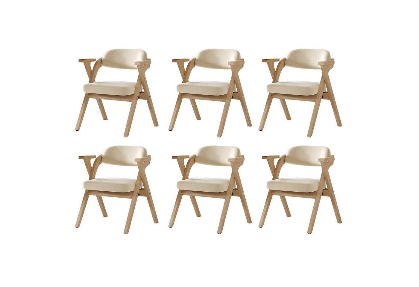 BlingBin Esszimmerstuhl Klappstuhl Polsterstühle, Esszimmerstühle aus Massivholz (Gestell aus Massivholz, 6 St), Faltbar und verstaubar, für Esszimmer, Wohnzimmer, Café, moderner Stil von BlingBin