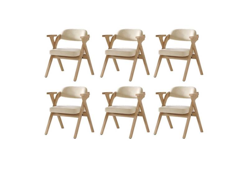 BlingBin Esszimmerstuhl Klappstuhl Polsterstühle, Esszimmerstühle aus Massivholz (Gestell aus Massivholz, 6 St), Faltbar und verstaubar, für Esszimmer, Wohnzimmer, Café, moderner Stil von BlingBin