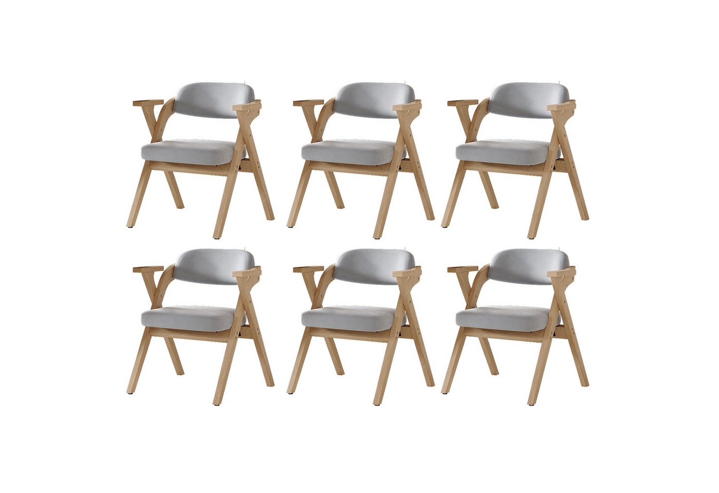 BlingBin Esszimmerstuhl Klappstuhl Polsterstühle, Esszimmerstühle aus Massivholz (Gestell aus Massivholz, 6 St), Faltbar und verstaubar, für Esszimmer, Wohnzimmer, Café, moderner Stil von BlingBin