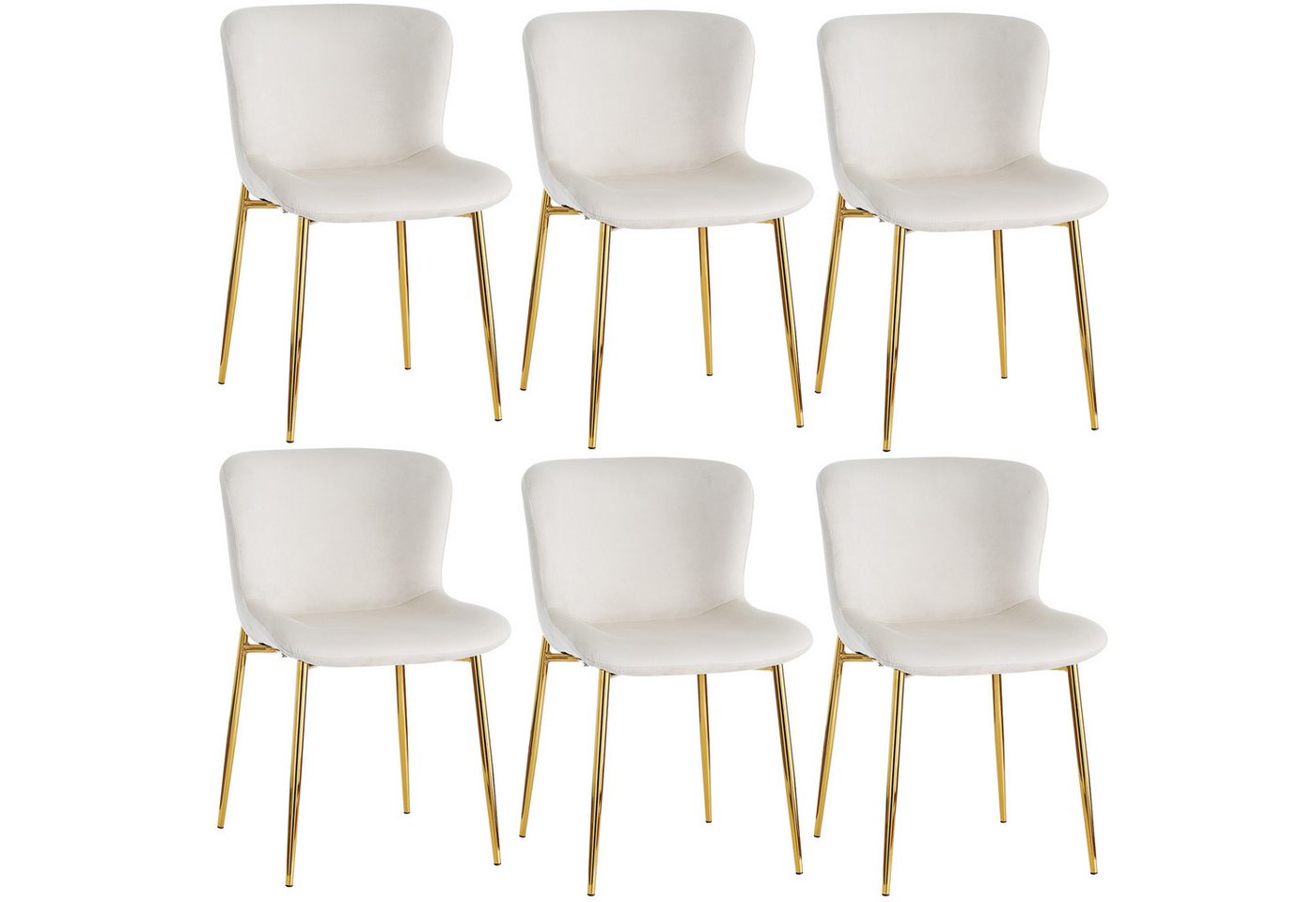 BlingBin Esszimmerstuhl Loungesessel Polsterstuhl aus Samt, Stuhl (6er Set, 6 St), Einzelner Deluxe Wohn- und Schlafzimmersessel, mit 4 Metallfüßen von BlingBin