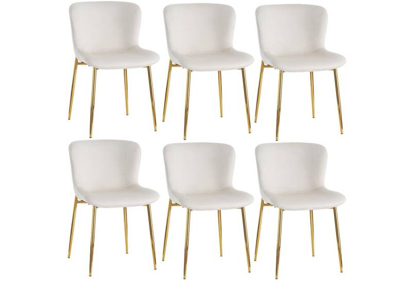 BlingBin Esszimmerstuhl Loungesessel Polsterstuhl aus Samt, Stuhl (6er Set, 6 St), Einzelner Deluxe Wohn- und Schlafzimmersessel, mit 4 Metallfüßen von BlingBin