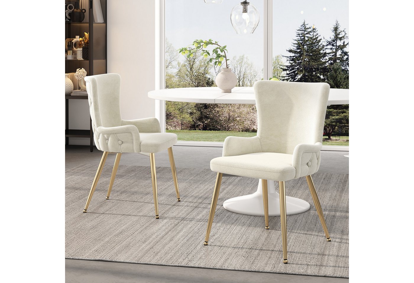 BlingBin Esszimmerstuhl Polsterstühle Küchenstuhl (Wohnzimmerstuhl, 2 St), luxuriöser Wohnzimmer-Schlafzimmer-Loungesessel mit Metallstützbeinen von BlingBin