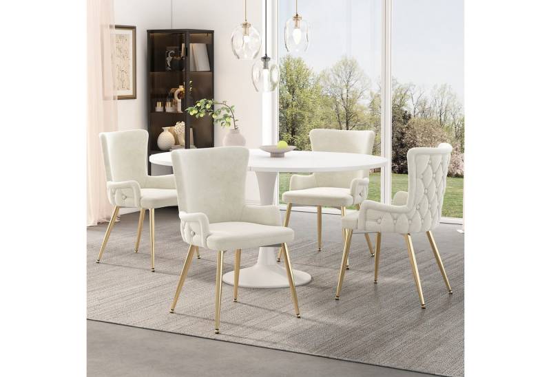 BlingBin Esszimmerstuhl Polsterstühle Küchenstuhl (Wohnzimmerstuhl, 4 St), luxuriöser Wohnzimmer-Schlafzimmer-Loungesessel mit Metallstützbeinen von BlingBin