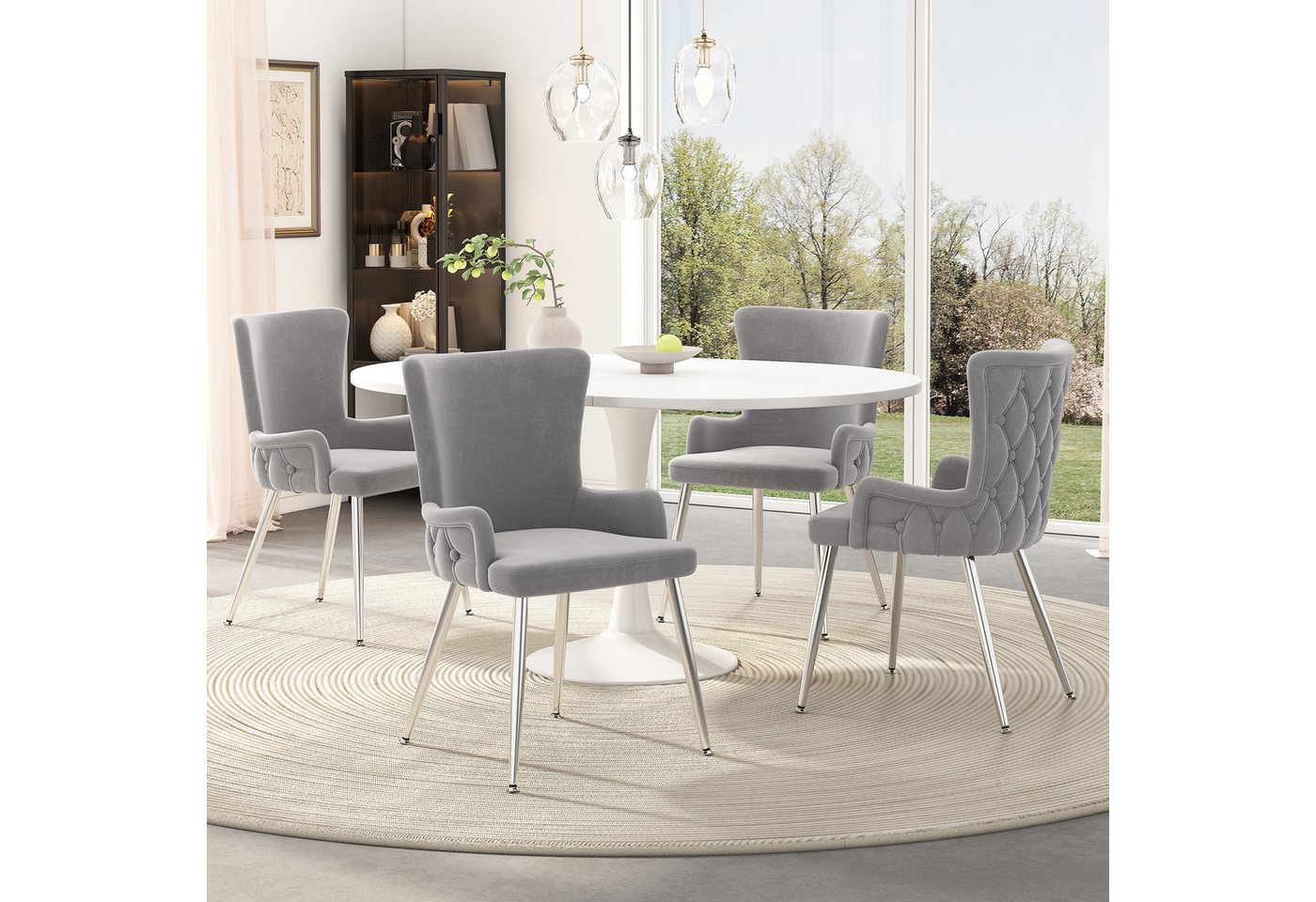 BlingBin Esszimmerstuhl Polsterstühle Küchenstuhl (Wohnzimmerstuhl, 4 St), luxuriöser Wohnzimmer-Schlafzimmer-Loungesessel mit Metallstützbeinen von BlingBin