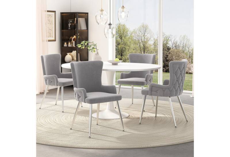 BlingBin Esszimmerstuhl Polsterstühle Küchenstuhl (Wohnzimmerstuhl, 4 St), luxuriöser Wohnzimmer-Schlafzimmer-Loungesessel mit Metallstützbeinen von BlingBin