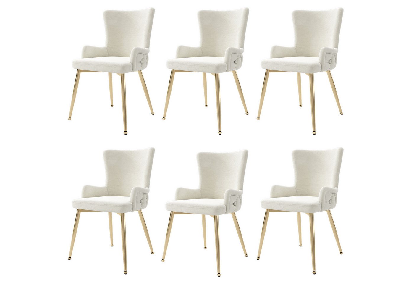 BlingBin Esszimmerstuhl Polsterstühle Küchenstuhl (Wohnzimmerstuhl, 6 St), luxuriöser Wohnzimmer-Schlafzimmer-Loungesessel mit Metallstützbeinen von BlingBin