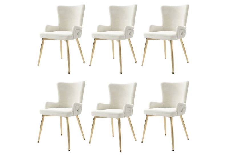 BlingBin Esszimmerstuhl Polsterstühle Küchenstuhl (Wohnzimmerstuhl, 6 St), luxuriöser Wohnzimmer-Schlafzimmer-Loungesessel mit Metallstützbeinen von BlingBin