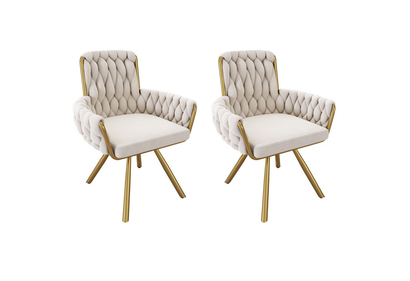 BlingBin Esszimmerstuhl Polsterstuhl Küchenstuhl Loungesessel Drehstuhl (2er set, Sessel, Wohnzimmerstuhl, 2 St), Einzelner luxuriöser Wohn- und Schlafzimmer-Drehstuhl von BlingBin