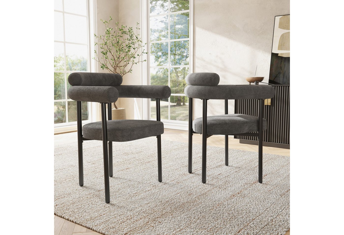 BlingBin Esszimmerstuhl Polsterstuhl mit breitem Sitz und ergonomischer Rückenlehne (2er Set, 2 St), Bequeme Ringsitze, für Esszimmer, Wohnzimmer und Arbeitszimmer von BlingBin