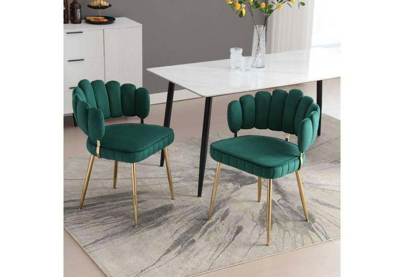 BlingBin Esszimmerstuhl Wohnzimmersessel Polsterstuhl (mit bequemer Blüten-Rückenlehne, Metall-Stuhlbeine(Satz von 2), 2 St), 58×56×78 cm,für Esszimmer,Wohnzimmer,Schlafzimmer,Büro von BlingBin