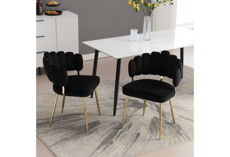 BlingBin Esszimmerstuhl Wohnzimmersessel Polsterstuhl (mit bequemer Blüten-Rückenlehne, Metall-Stuhlbeine(Satz von 2), 2 St), 58×56×78 cm,für Esszimmer,Wohnzimmer,Schlafzimmer,Büro von BlingBin