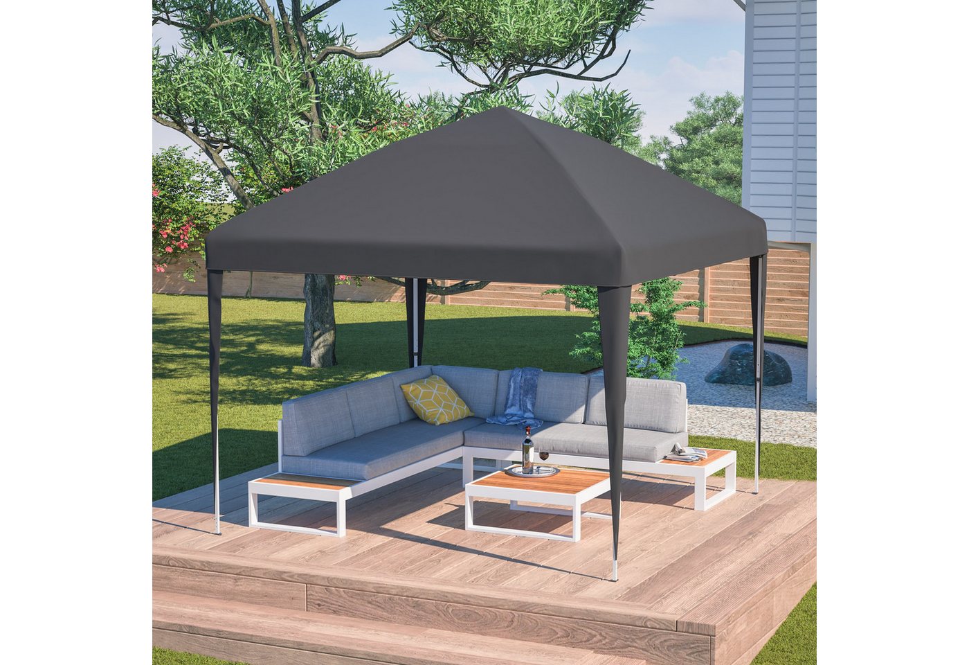BlingBin Faltpavillon Pop-up Pavillon höhenverstellbar mit 4 Sandsäcke & Tragetasche, (1er Set, 3 x 3 M), Gartenpavillon Partyzelt Faltzelt 3x3 höhenverstellbar Bierzelt von BlingBin