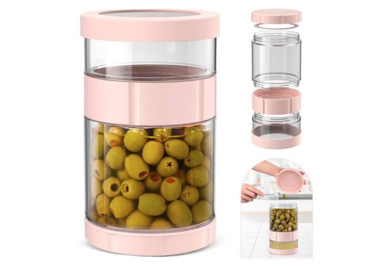 BlingBin Fermentationsglas Luftdichtes Essiggurken Zum Umdrehen, Gurkengläser Mit Deckeln, Glas, Silikon, ABS, (Fassungsvermögen: 1500 ml (obere Flasche: 1000 ml, untere Flasche: 500 ml), 1-tlg., Produktabmessungen: 19,8 × 11 × 11 cm), Gurkenspender, Nass Trocken Trennung Für Mahlzeitenzubereitung von BlingBin