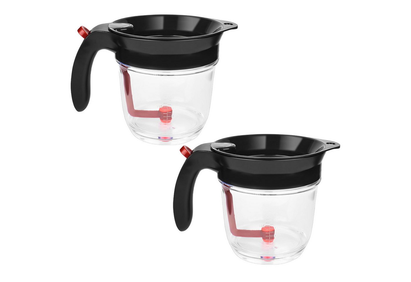 BlingBin Fetttrennkanne für Soßen, Fettabscheider 1000ml, Doppelfiltrations Fetttrenner, PP + ABS, (2er SET, 2-St., 1000 ml), für das Abschöpfen von Fett aus Soßen und Suppen von BlingBin