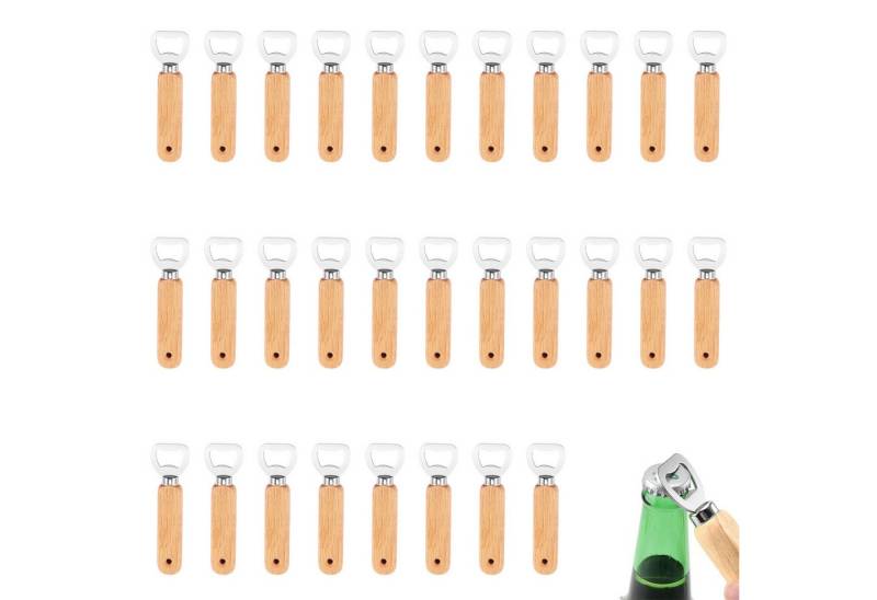 BlingBin Flaschenöffner 10 Stück Natur Holzgriff Bier Flaschenöffner mit Tragbare Lochdesign (30 Stück, 30-tlg., 30pcs), Edelstahl Kapselheber Geschenke für Männer Weihnachts Neujahrs Party von BlingBin