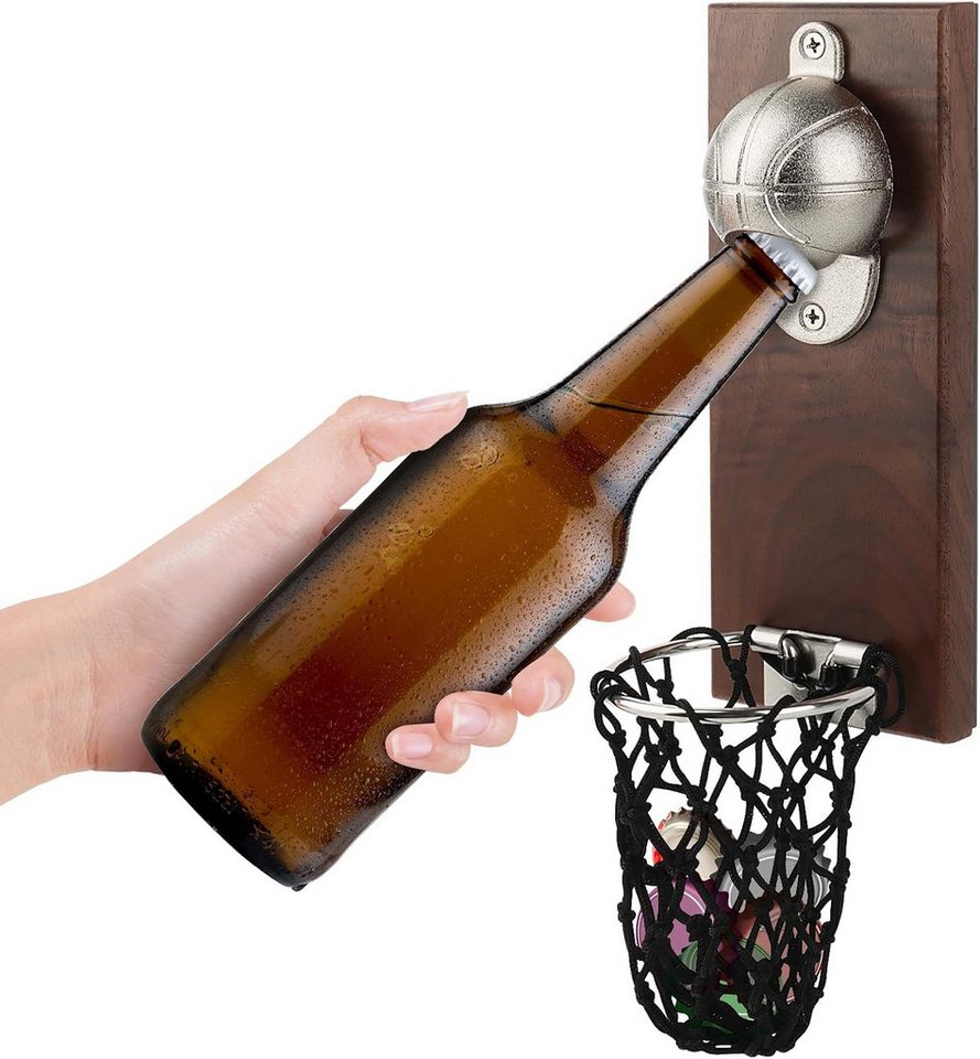 BlingBin Flaschenöffner Basketball Magnetischer Flaschenöffner mit auffangbehälter (1 Set, 1-tlg., 8*20 cm), Installation in Räumen sowie in Bars, Küchen, Terrassen usw. von BlingBin
