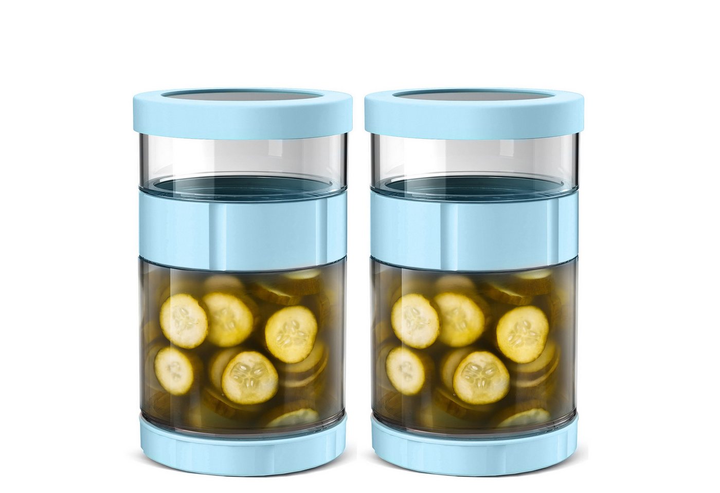 BlingBin Frischhaltedose Einmachglas mit Sieb und Deckel 1000ml + 500ml Olive Sanduhr Container, Glas, (1er Set, 2-tlg), Umgekehrt Gestellter Pickle Kimchi Auslaufsichere Luftdichte Deckel von BlingBin