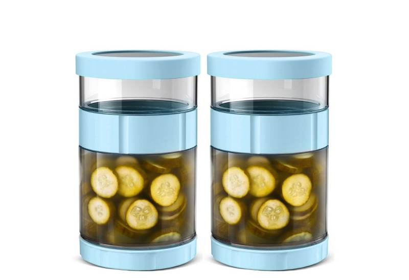 BlingBin Frischhaltedose Einmachglas mit Sieb und Deckel 1000ml + 500ml Olive Sanduhr Container, Glas, (1er Set, 2-tlg), Umgekehrt Gestellter Pickle Kimchi Auslaufsichere Luftdichte Deckel von BlingBin